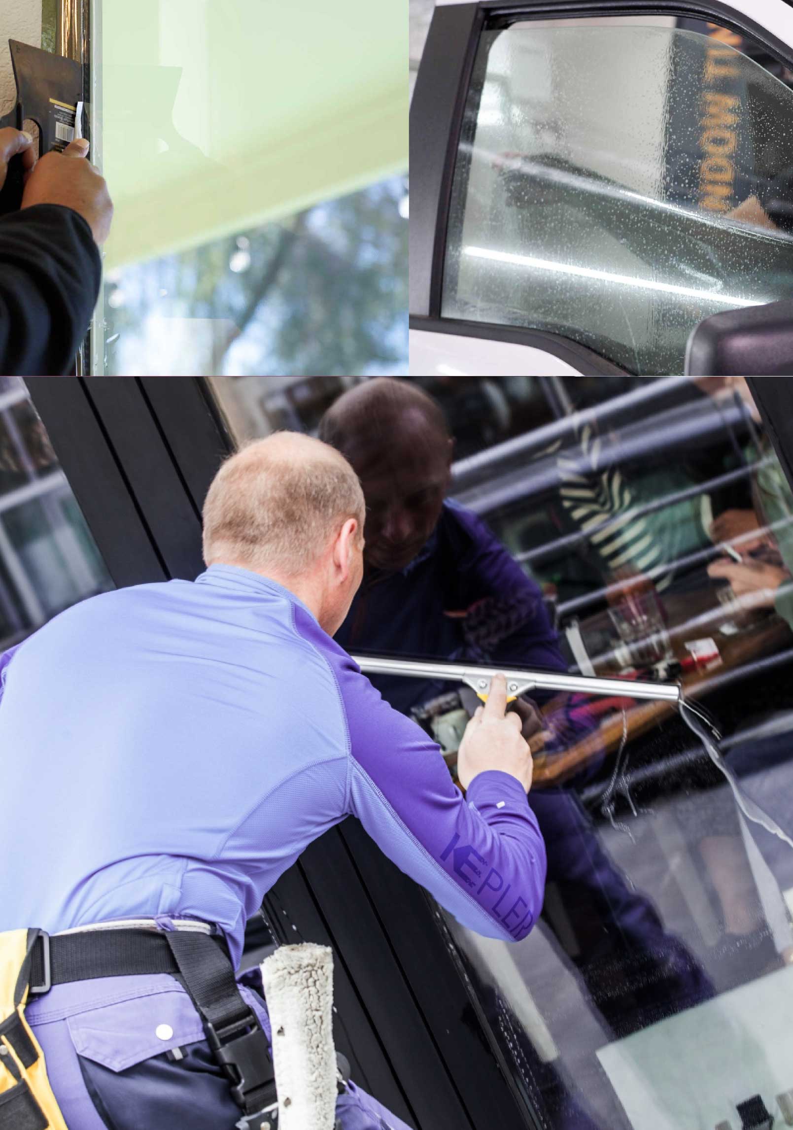 Kepler Skilled Applying Anti-Graffiti Window Film to a Teaneck Shop Front