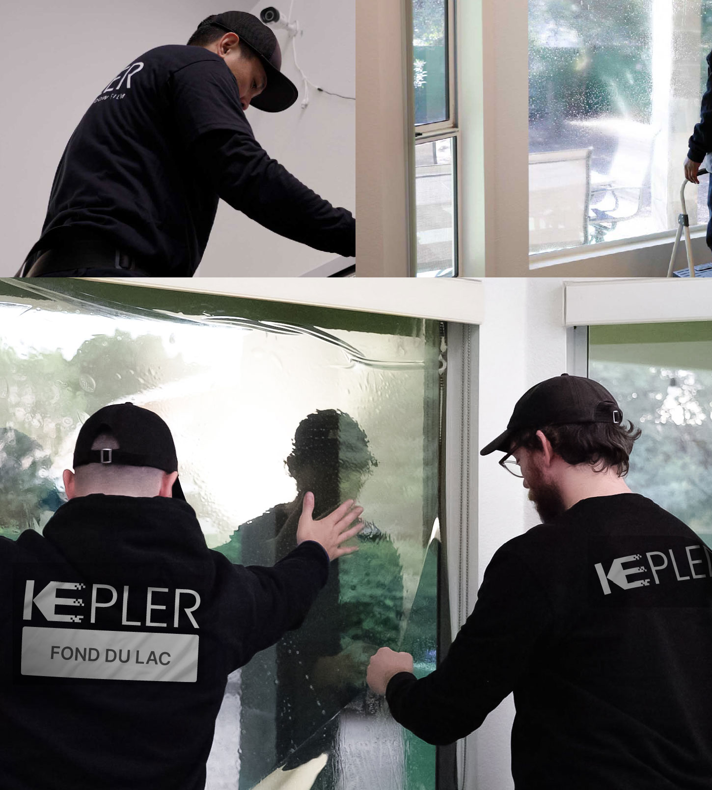 Expert Technician Installing High-tech Window Tint to Home in Fond du Lac