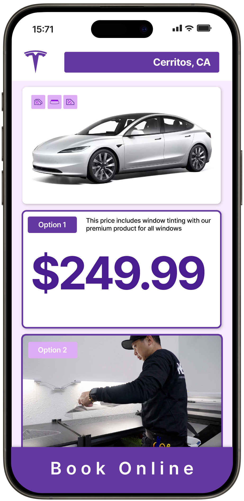 View Affordable Tesla Window Tinting Prices in Cerritos, California