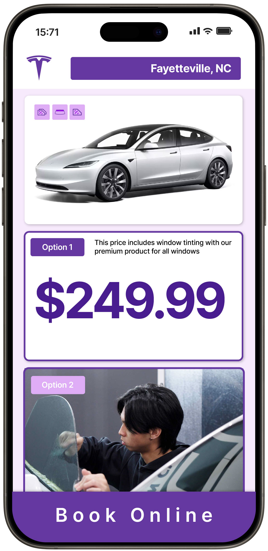 View Reasonable Tesla Window Tinting Costs in Fayetteville, North Carolina