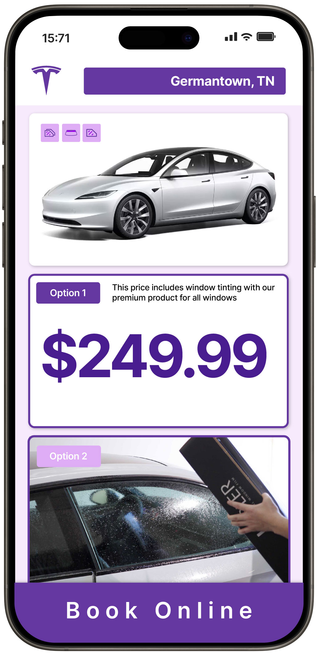 View Affordable Tesla Window Tinting Rates in Germantown, Tennessee