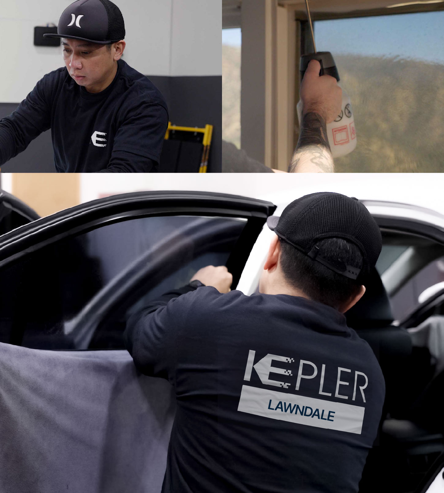 Automotive Window Tinting Expert Applying Film in Lawndale, California