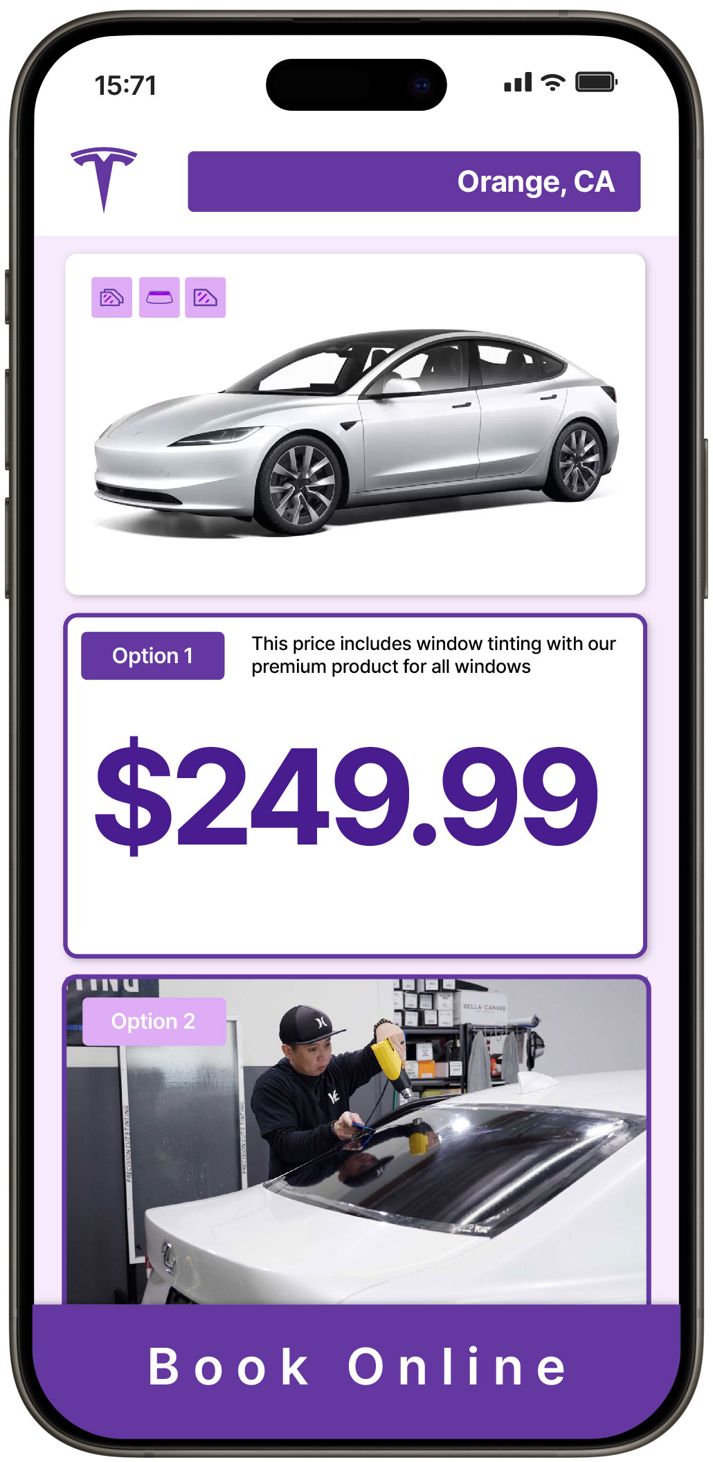 View Affordable Tesla Window Tinting Costs in Orange, California