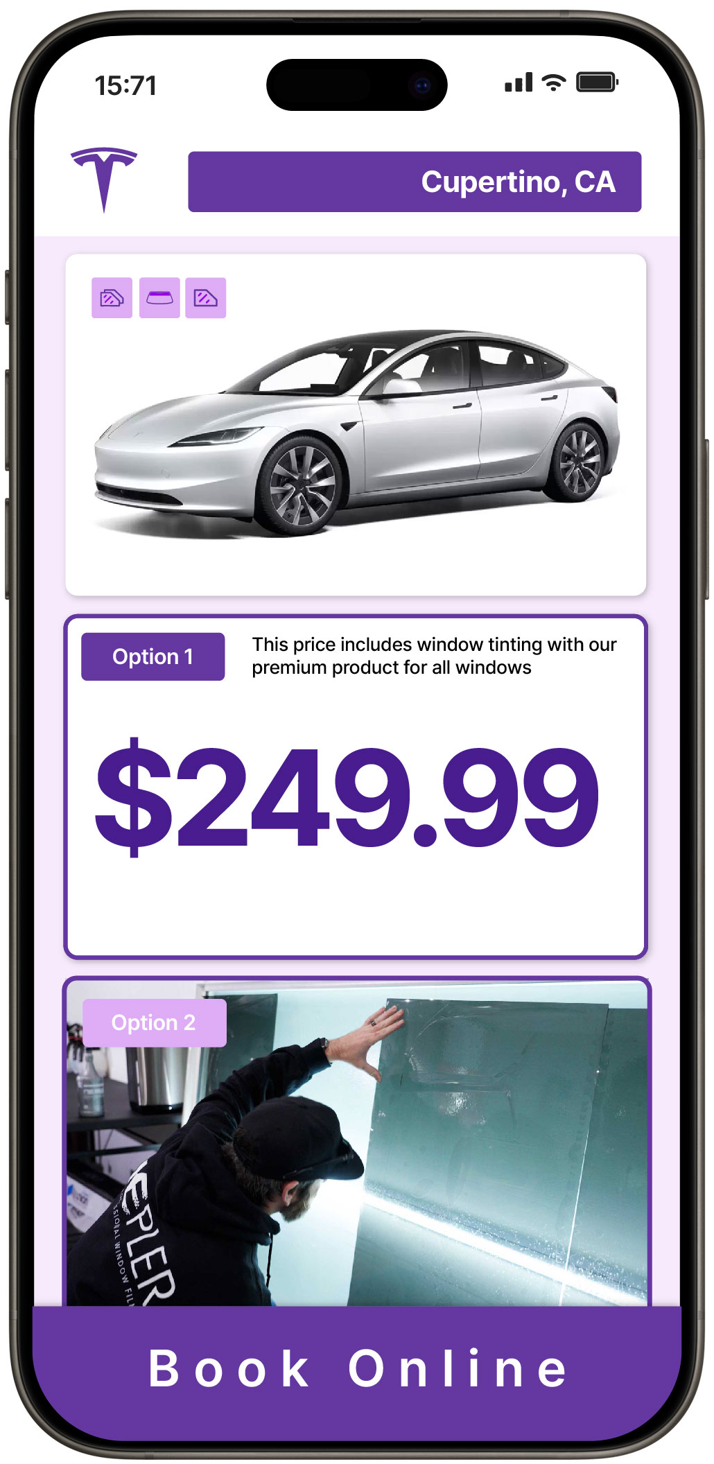 View Affordable Tesla Window Tinting Rates in Cupertino, California
