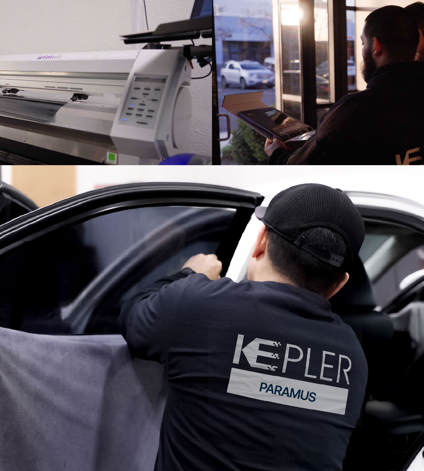 Automotive Window Tinting Expert Applying Film in Paramus, New Jersey