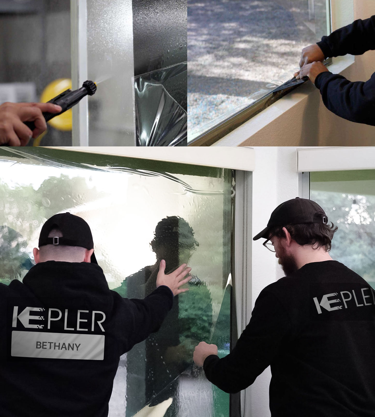 Expert Technician Applying Advanced Window Tint to Home in Bethany