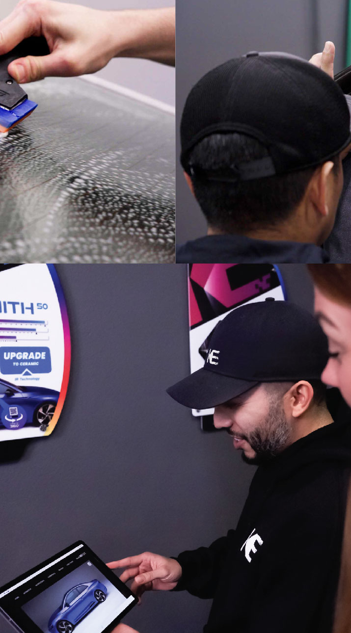 Kepler Dealer Showing Car Window Film Options to Customer in Cliffside Park, New Jersey