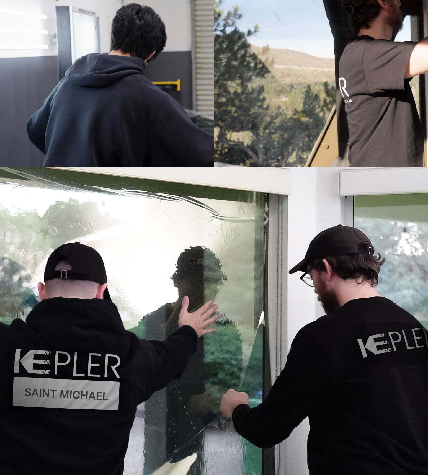 Kepler Technician Applying Ceramic Window Tint to Home in Saint Michael
