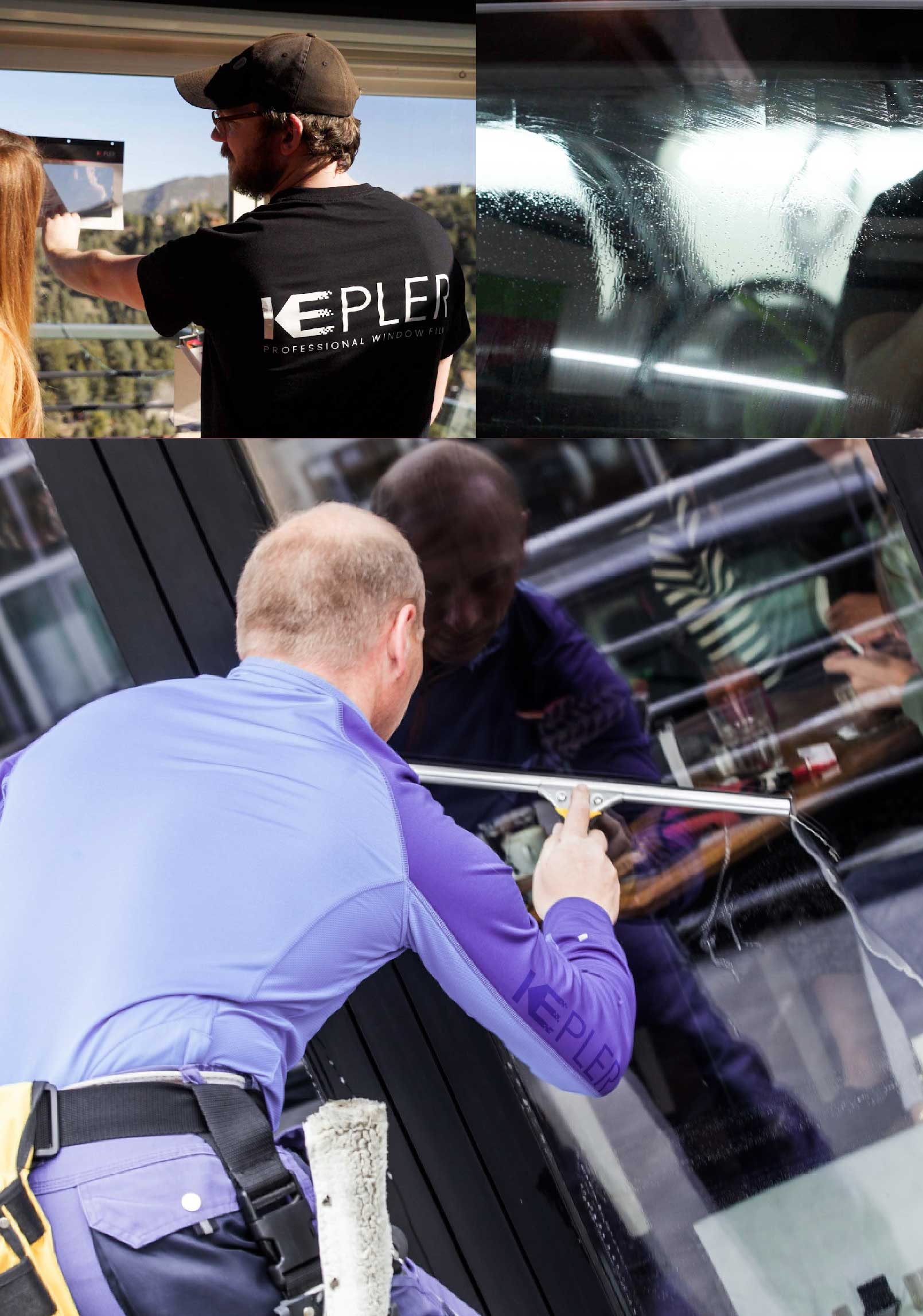 Kepler Skilled Applying Anti-Graffiti Window Film to a Lemoore Shop Front