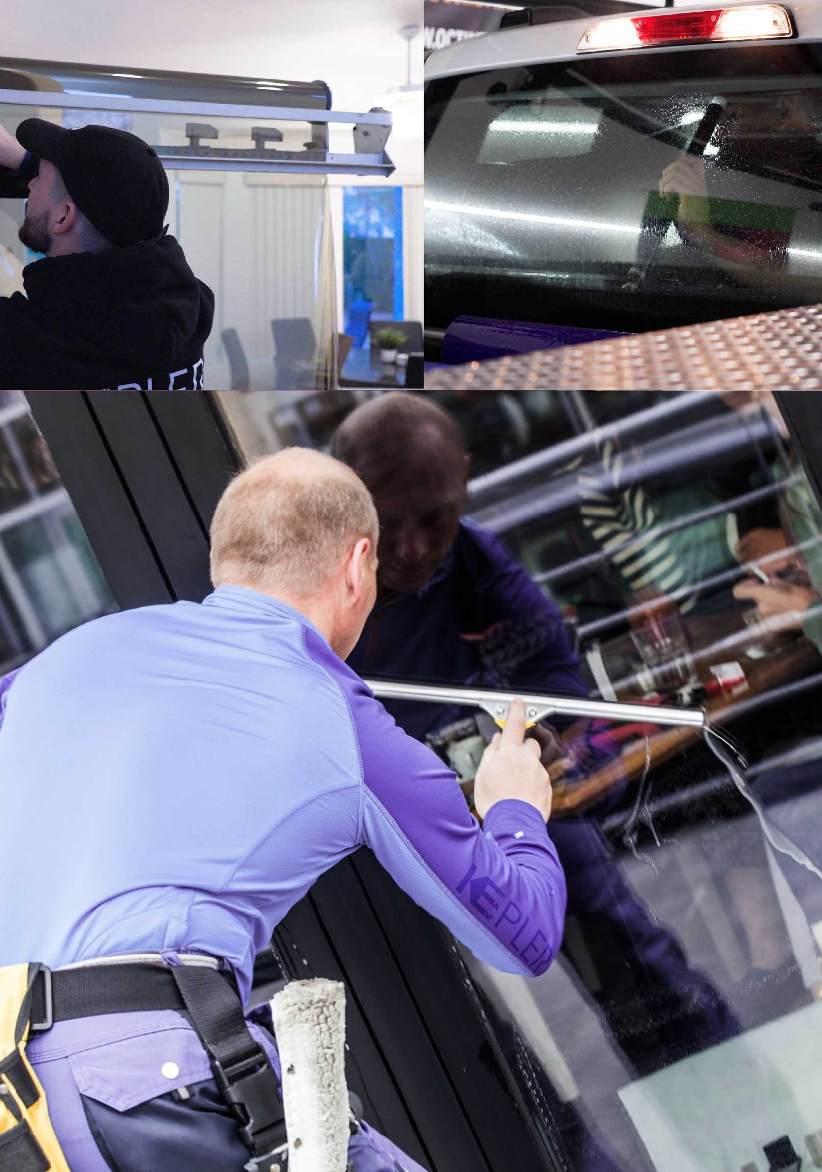 Kepler Professional Applying Anti-Graffiti Window Film to a Shawnee Shop Front