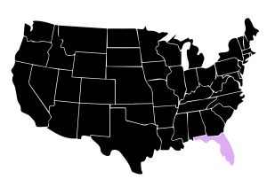 Map Showing Location of Kepler Window Tinters in Florida with Purple Area on the State