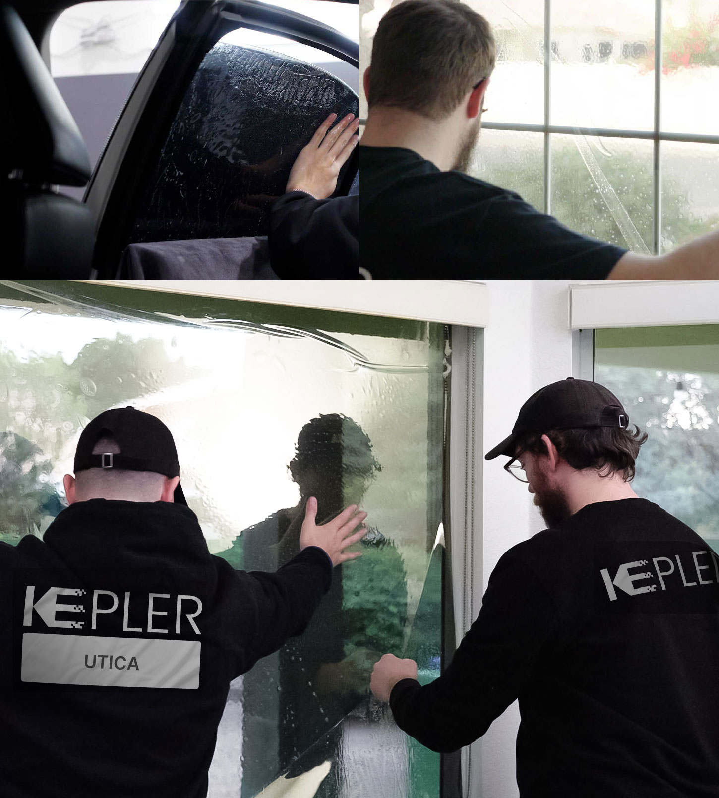 Kepler Technician Installing Ceramic Window Tint to Home in Utica