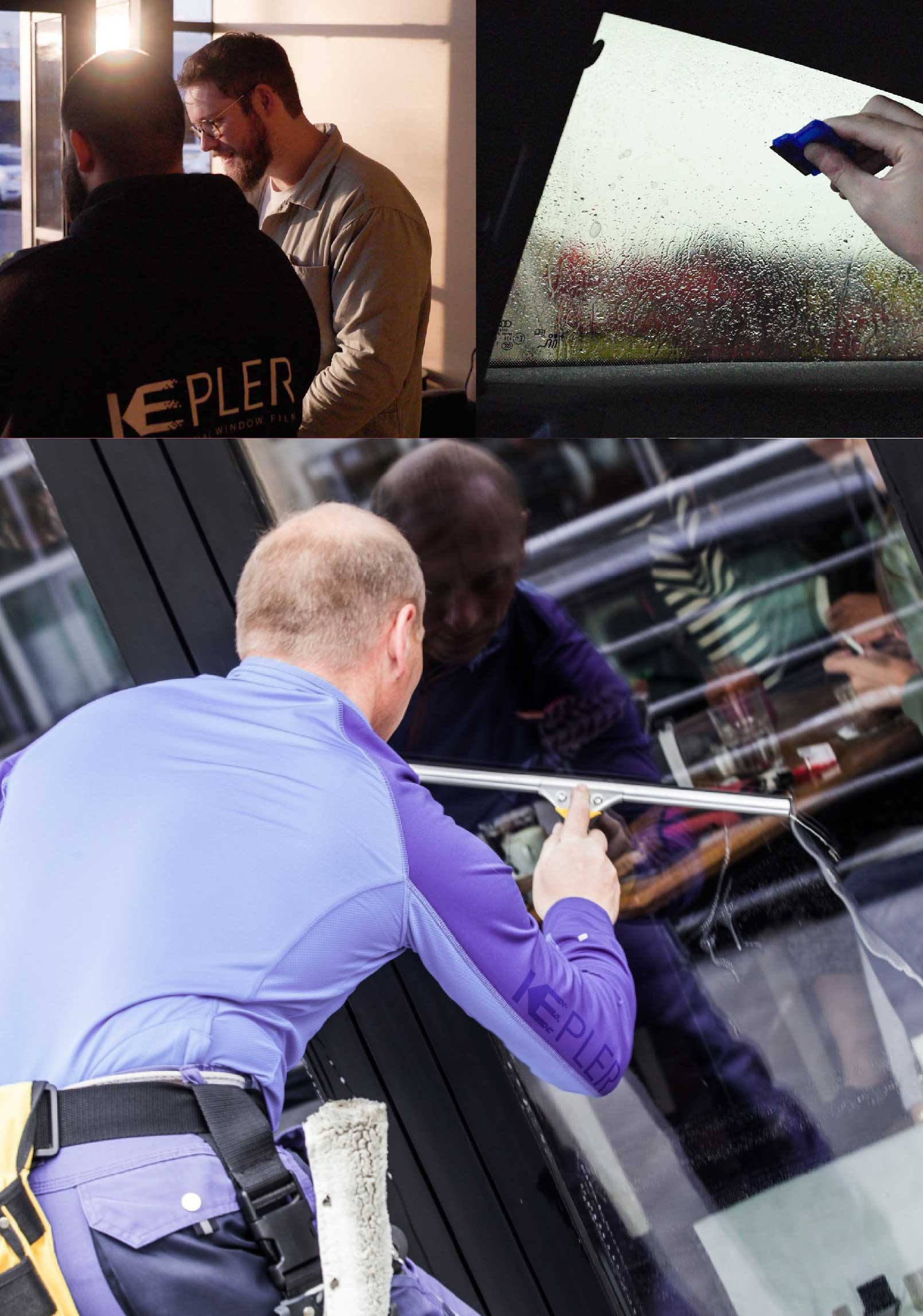 Kepler Expert Applying Anti-Graffiti Window Film to a Oswego Shop Front