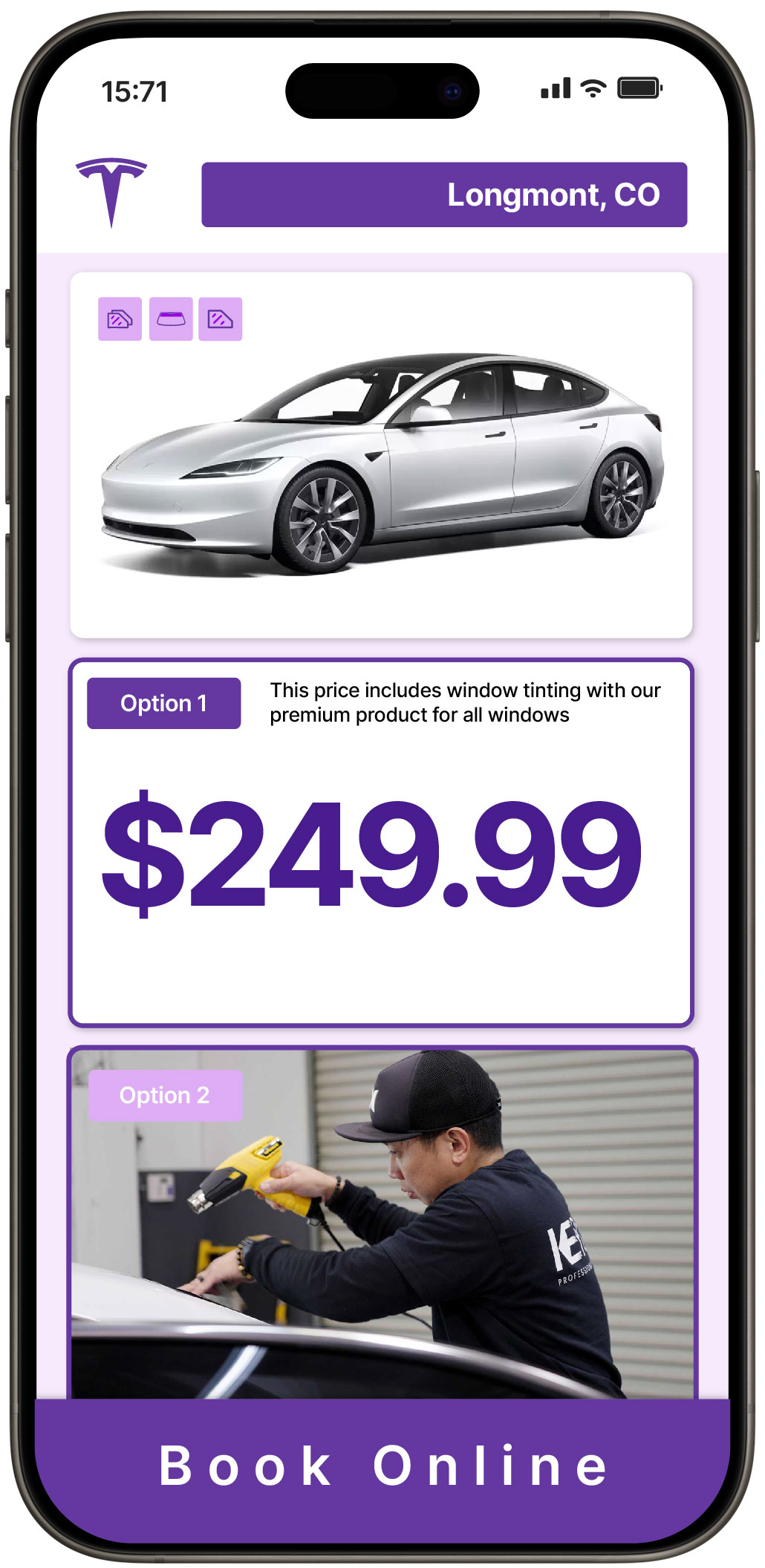 View Reasonable Tesla Window Tinting Rates in Longmont, Colorado