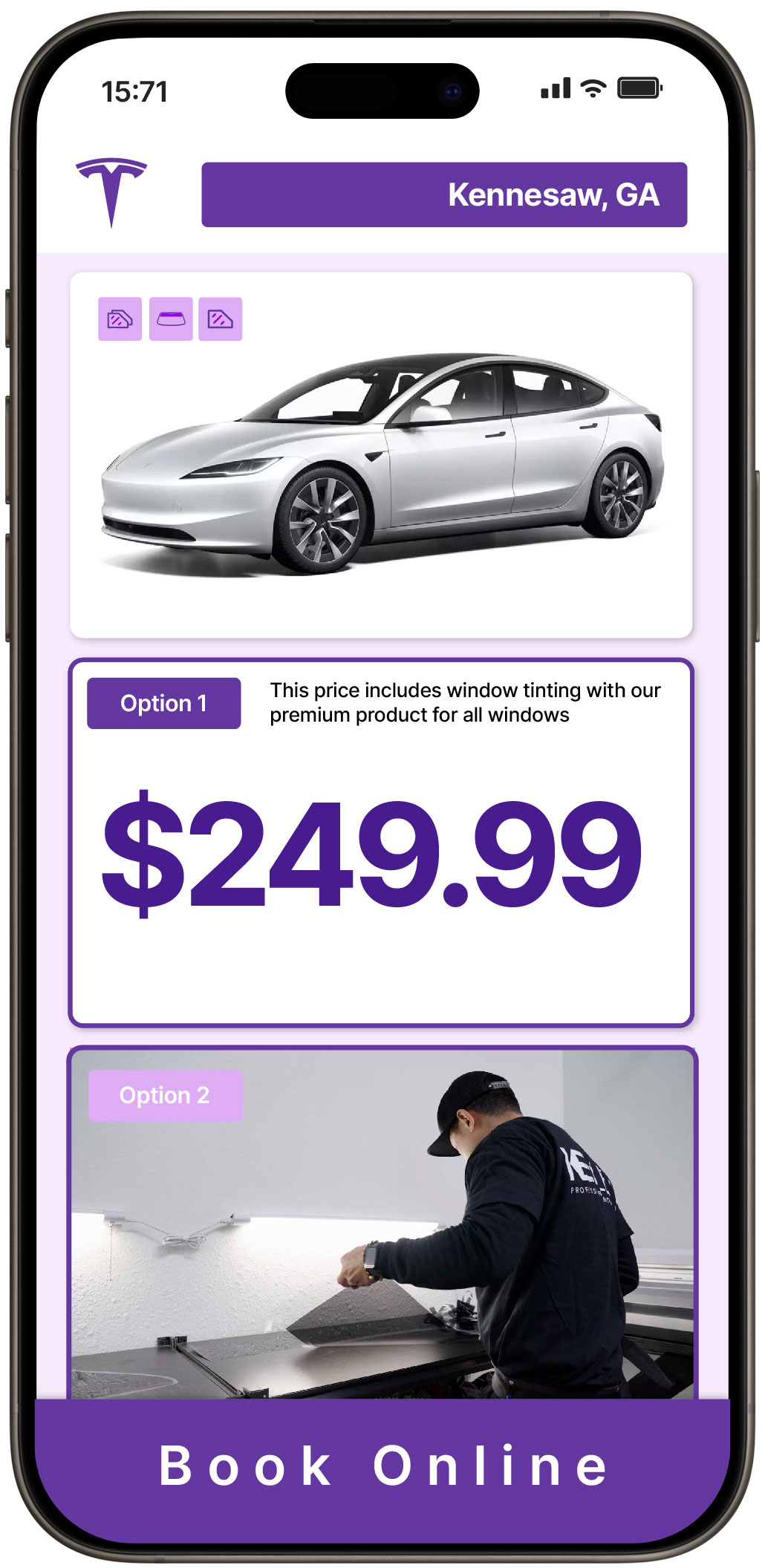 View Affordable Tesla Window Tinting Costs in Kennesaw, Georgia
