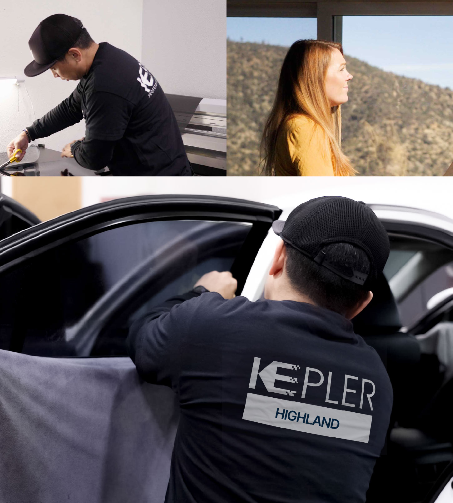 Automotive Window Tinting Expert Applying Film in Highland, Michigan