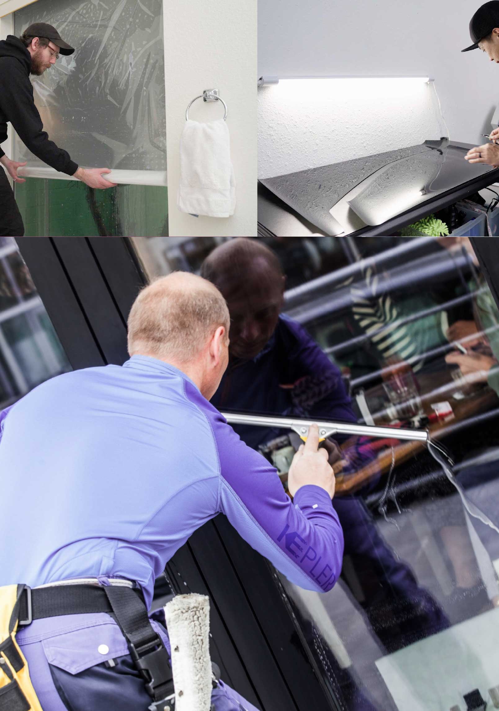 Kepler Skilled Applying Anti-Graffiti Window Film to a Simpsonville Shop Front
