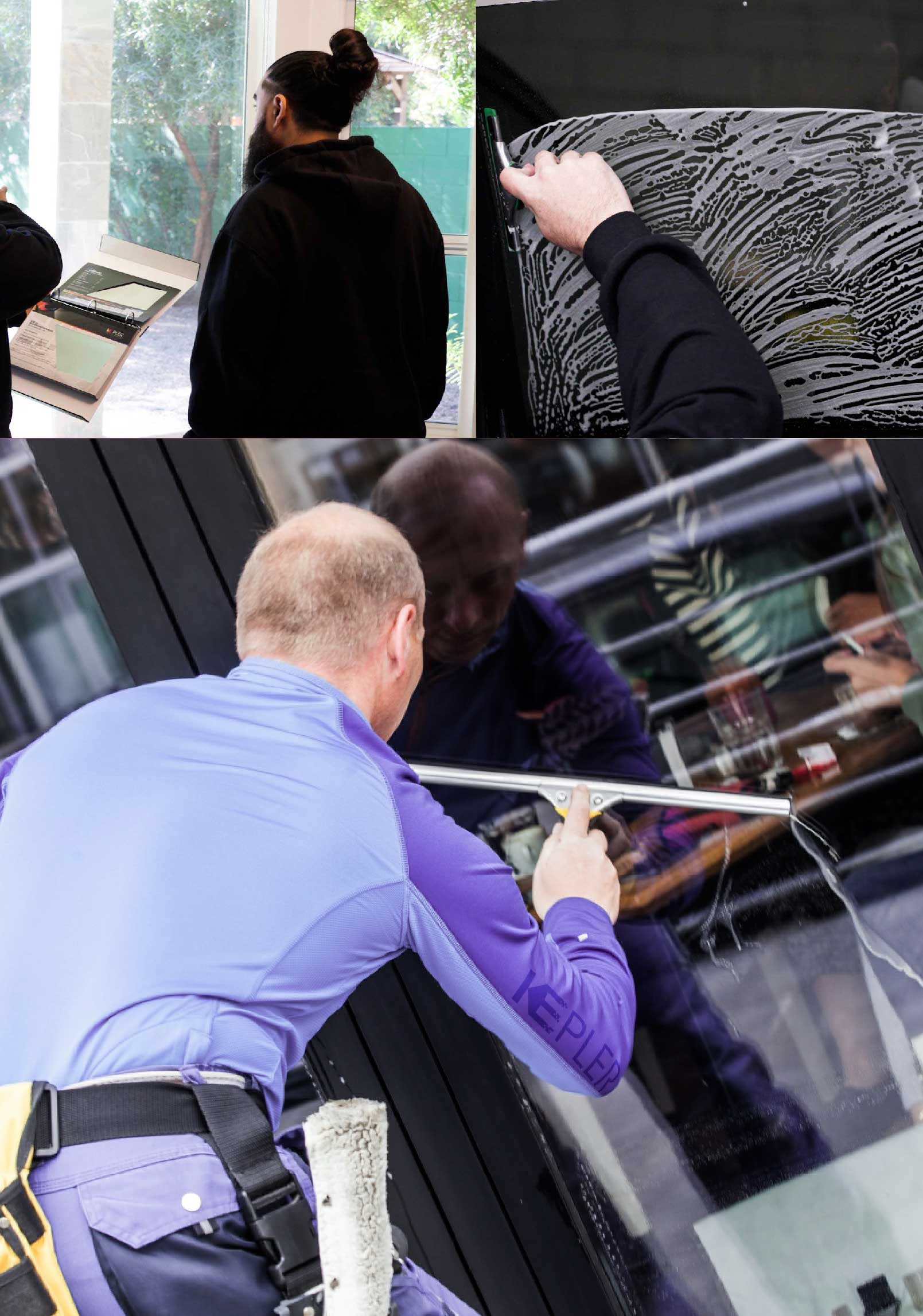 Kepler Professional Applying Anti-Graffiti Window Film to a Columbia Shop Front