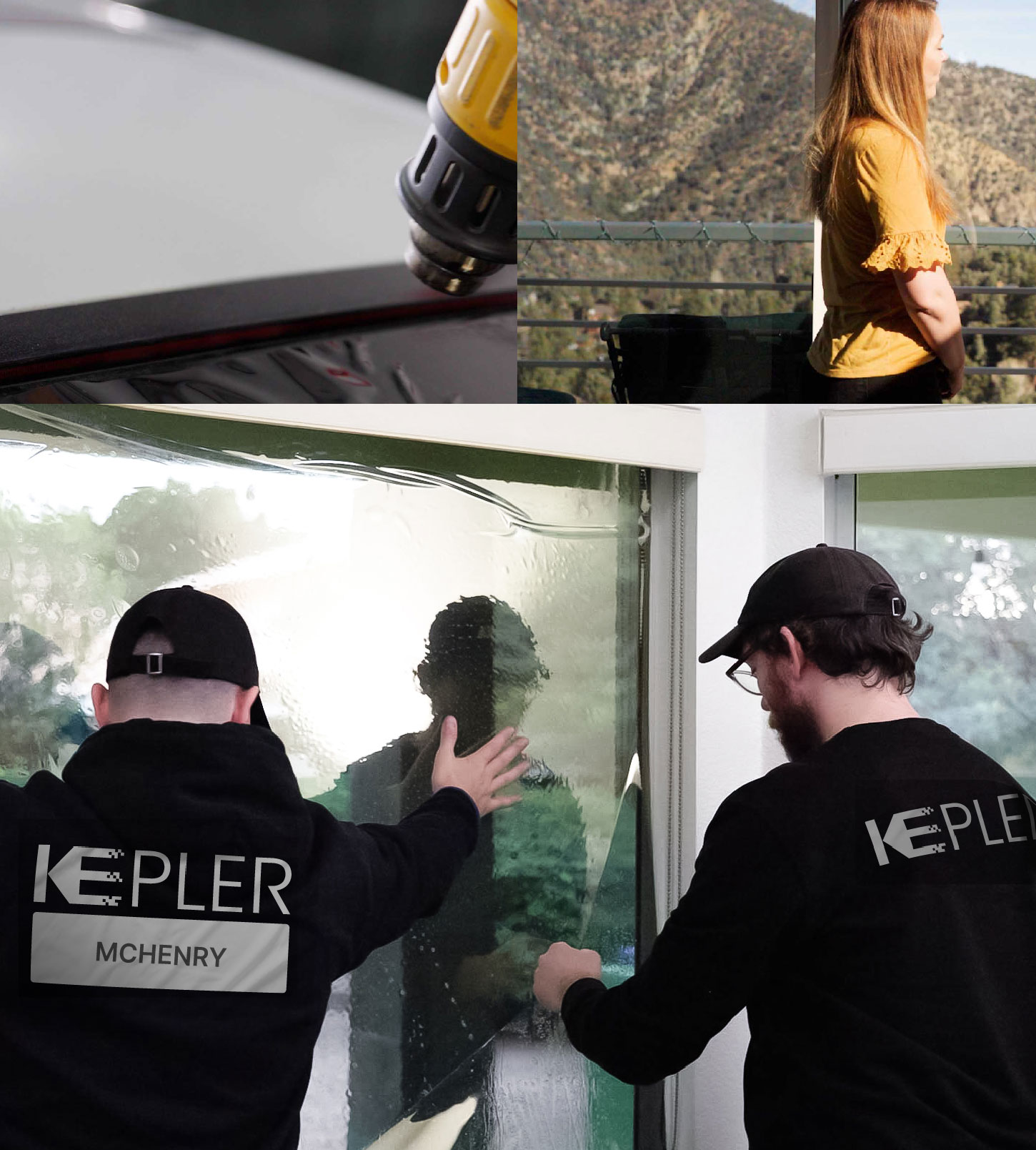 Expert Technician Fitting High-tech Window Tint to Home in McHenry