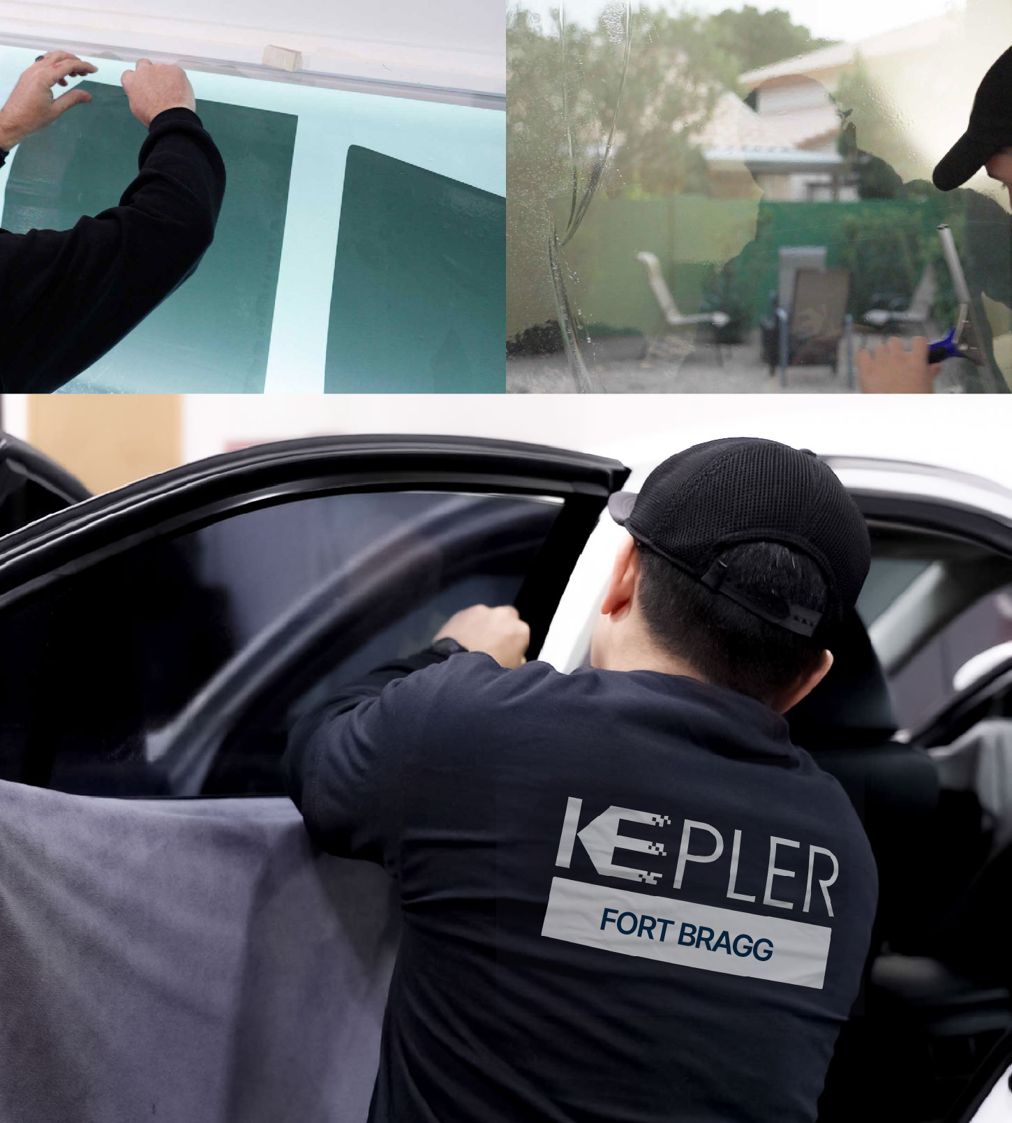 Automotive Window Tinting Expert Applying Film in Fort Bragg, North Carolina