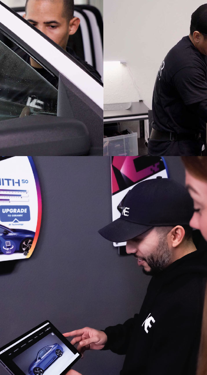 Kepler Dealer Showing Car Window Film Options to Customer in Paramus, New Jersey