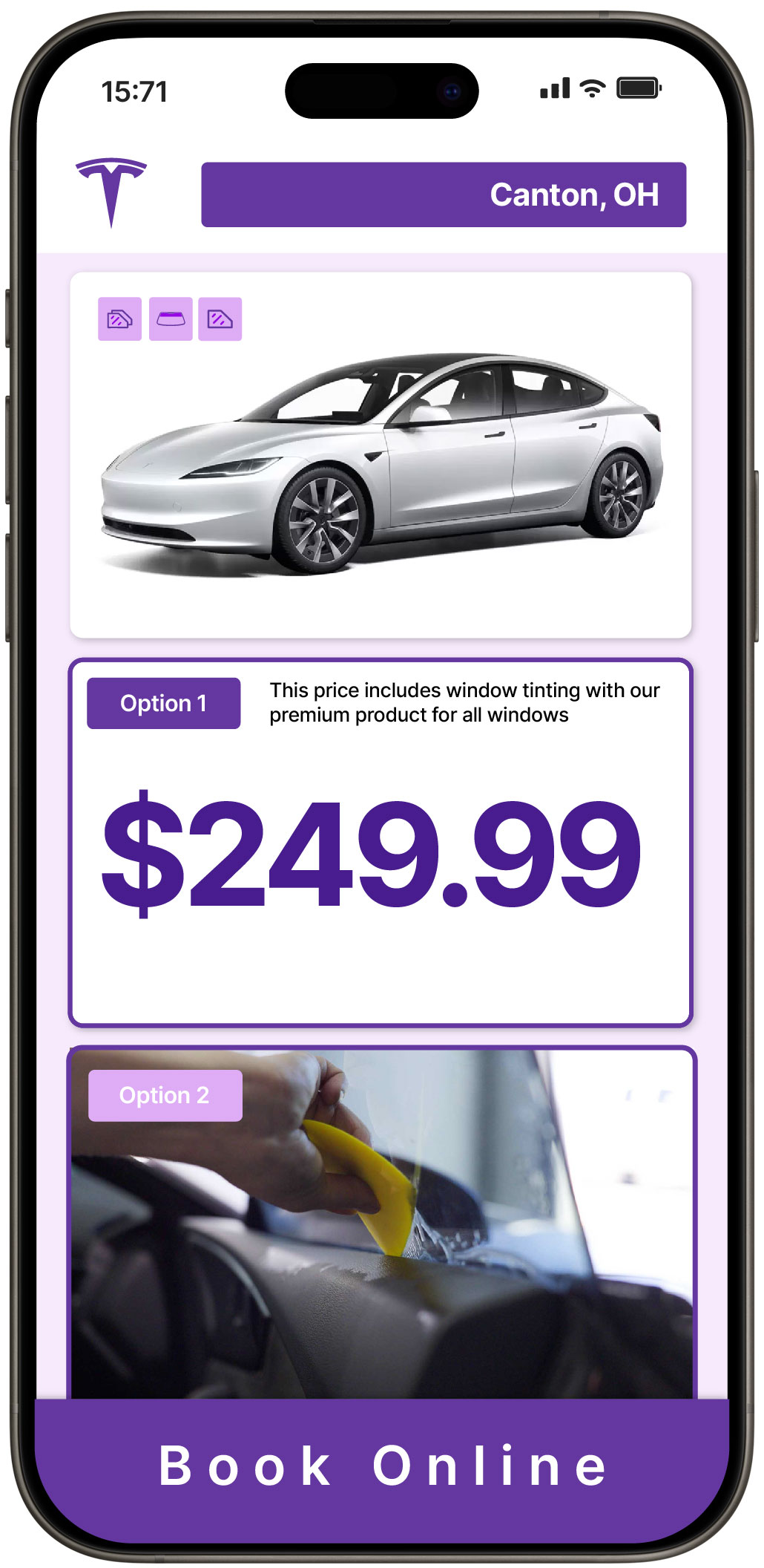 View Reasonable Tesla Window Tinting Prices in Canton, Ohio