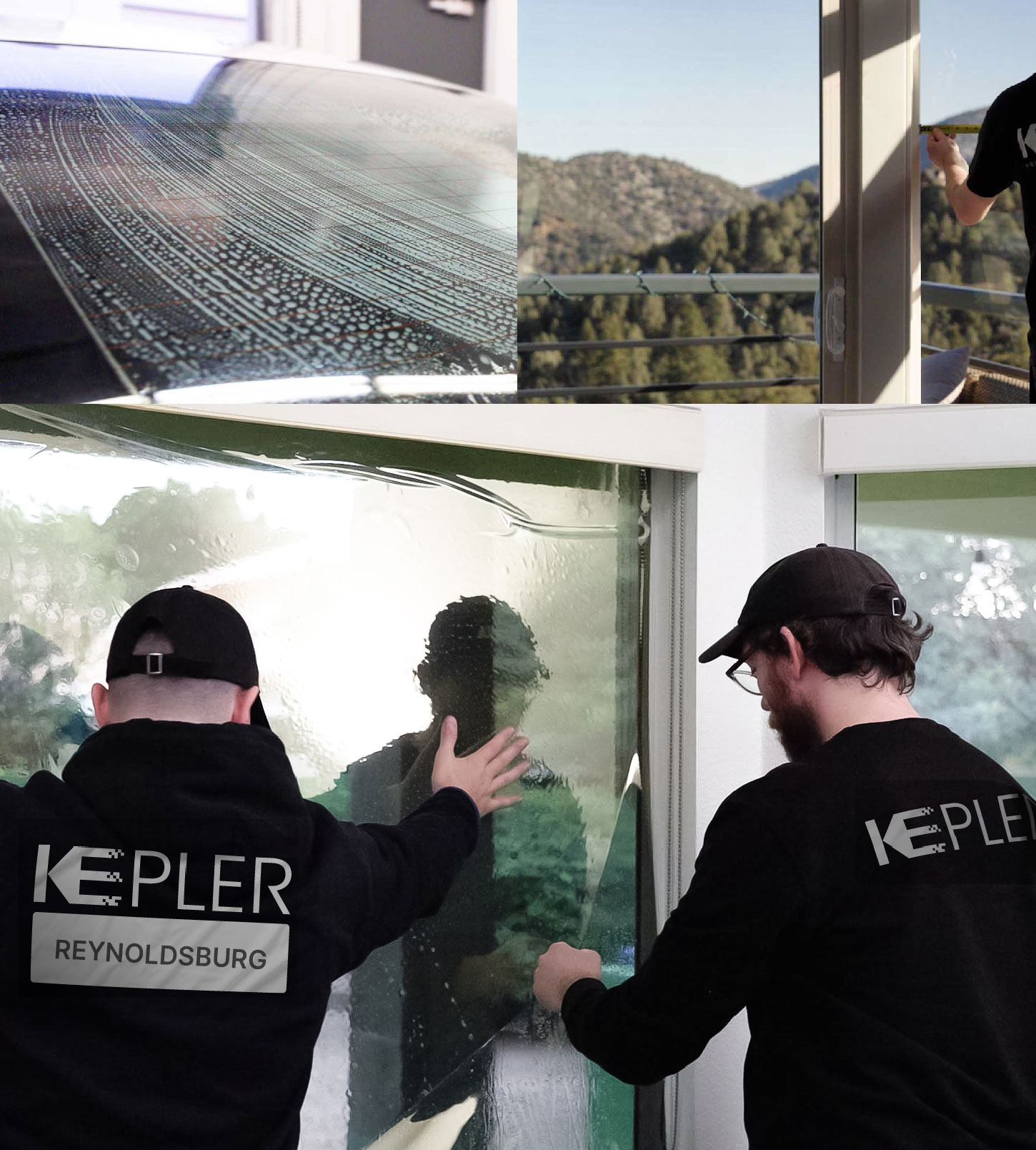 Kepler Technician Applying Advanced Window Tint to Home in Reynoldsburg