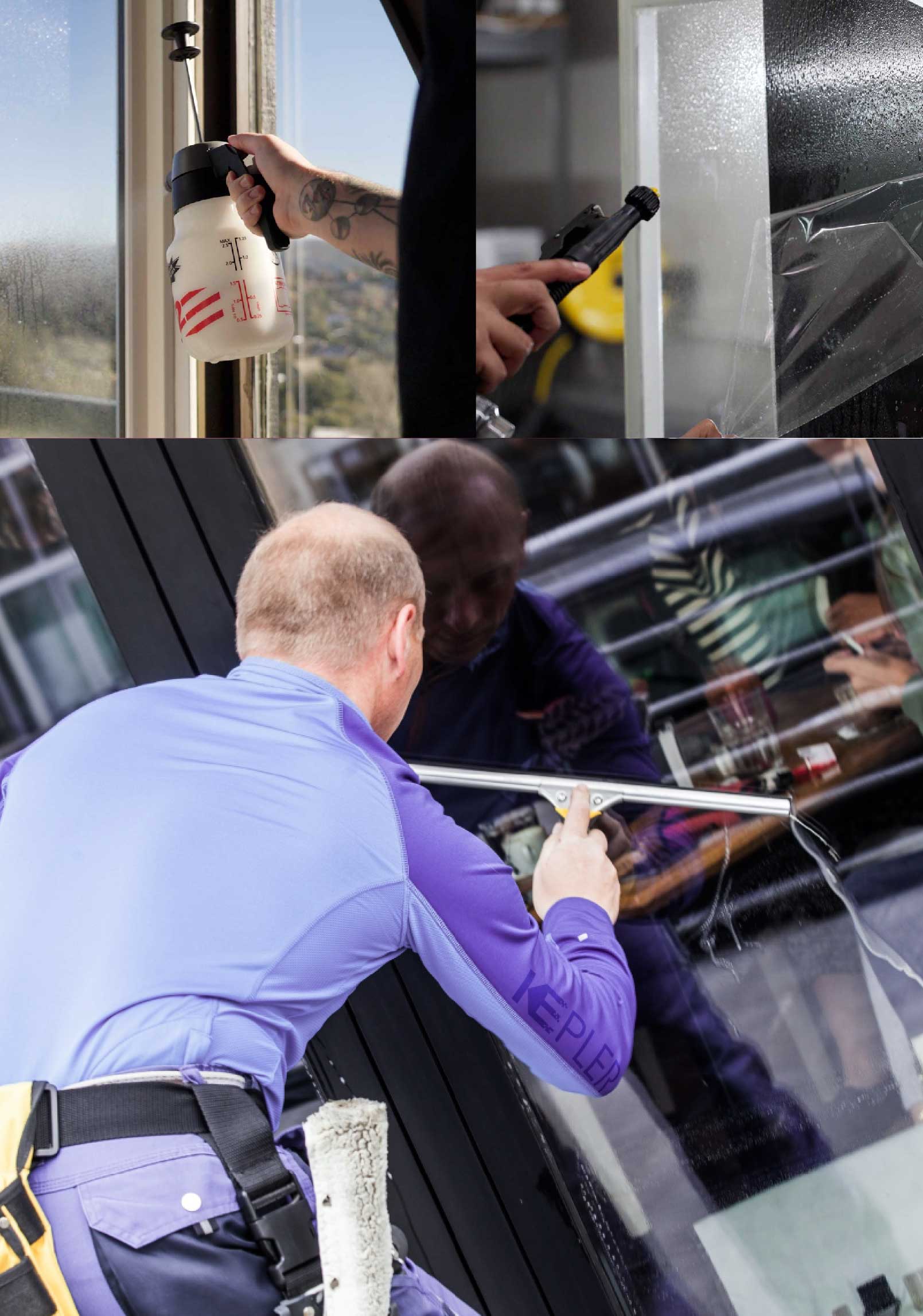 Kepler Skilled Applying Anti-Graffiti Window Film to a Wareham Shop Front