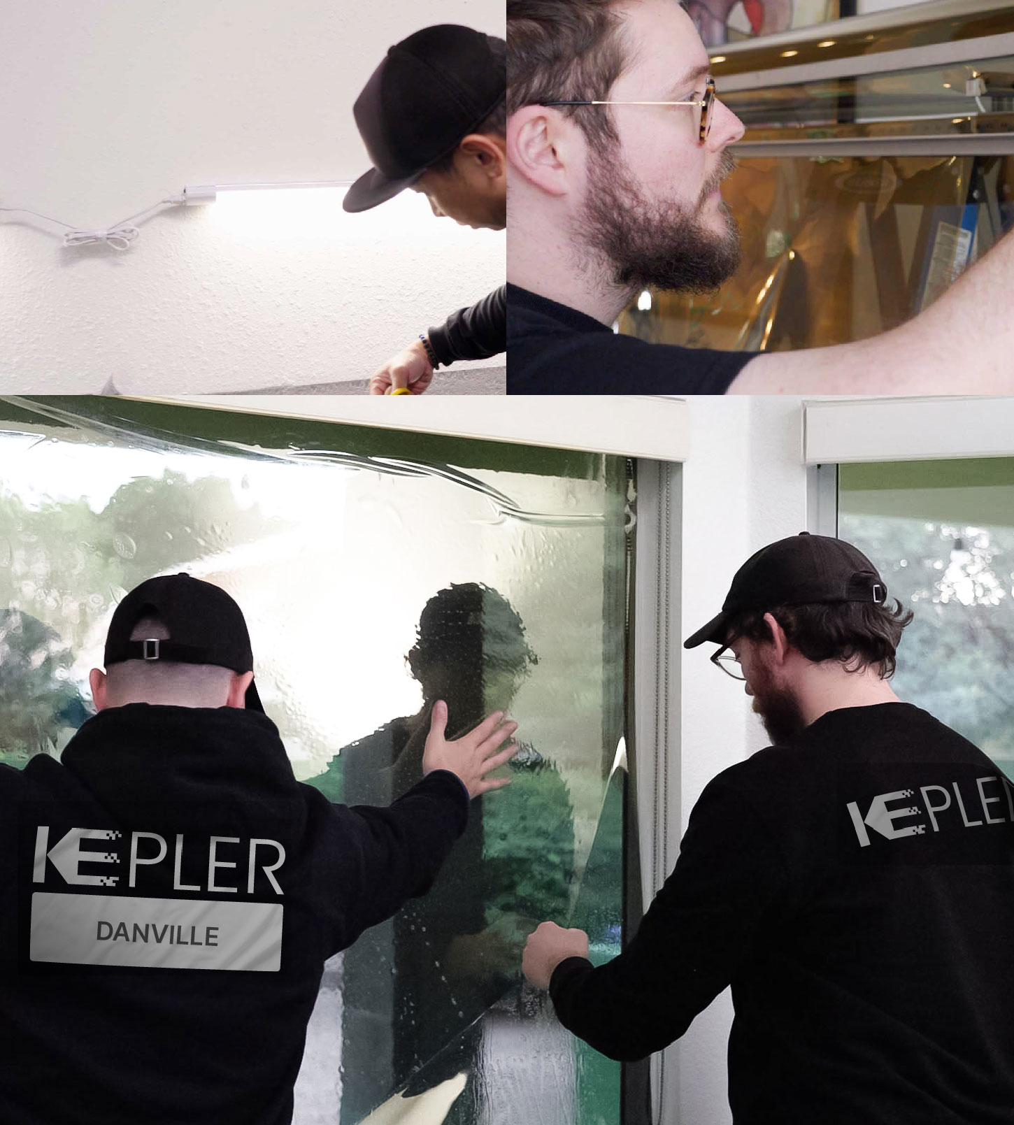 Kepler Technician Applying Ceramic Window Tint to Home in Danville