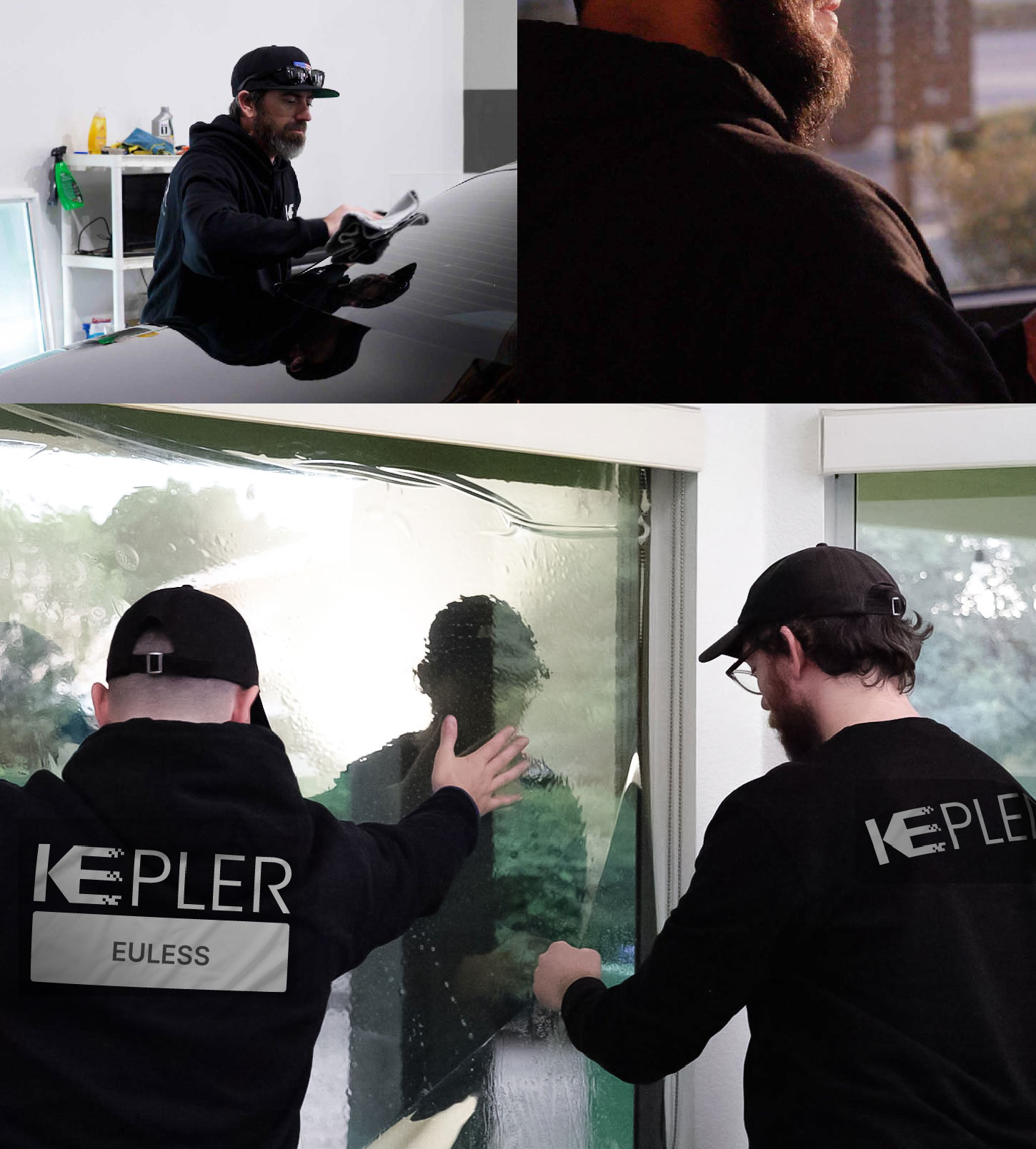 Expert Technician Applying Advanced Window Tint to Home in Euless