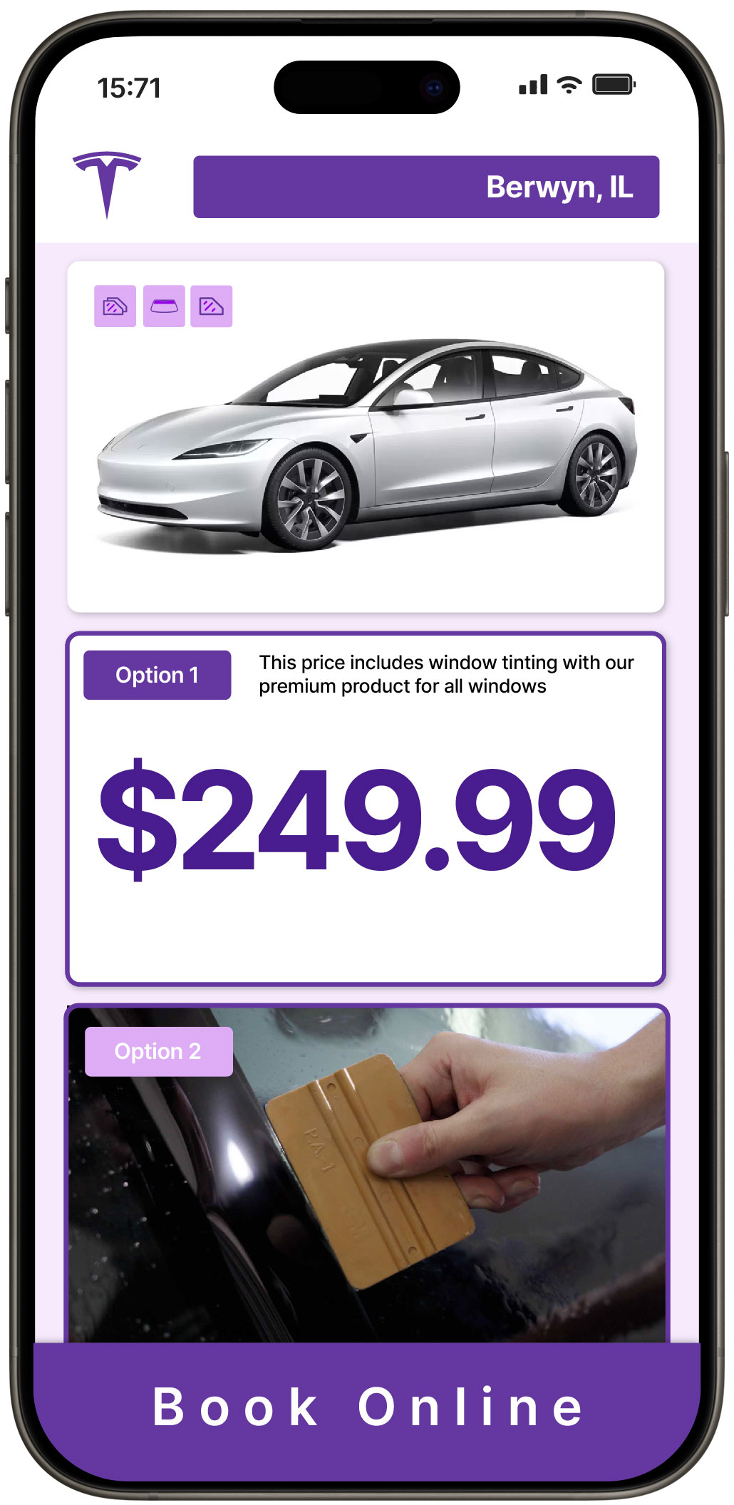 View Competitive Tesla Window Tinting Prices in Berwyn, Illinois