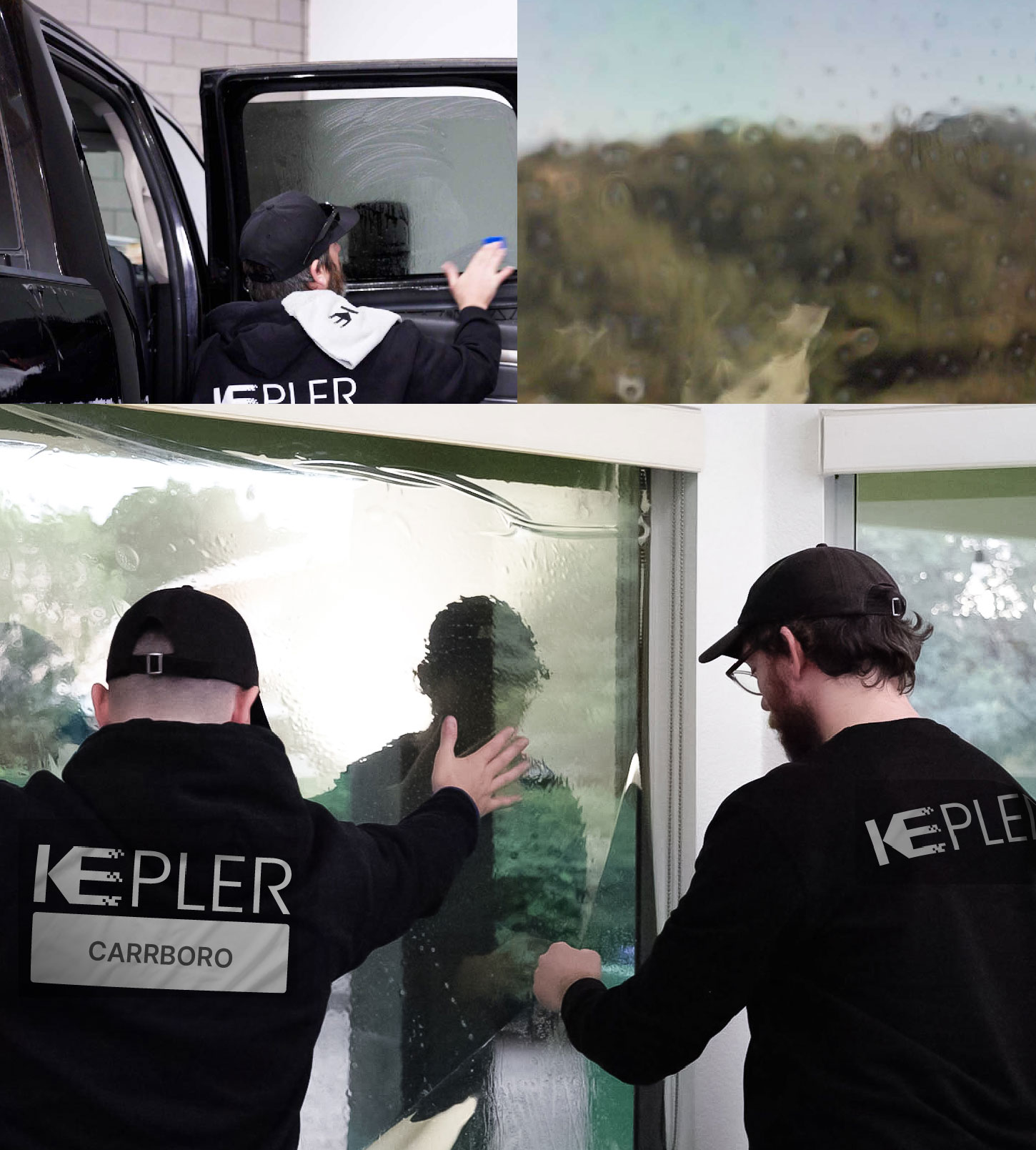 Kepler Technician Fitting Advanced Window Tint to Home in Carrboro