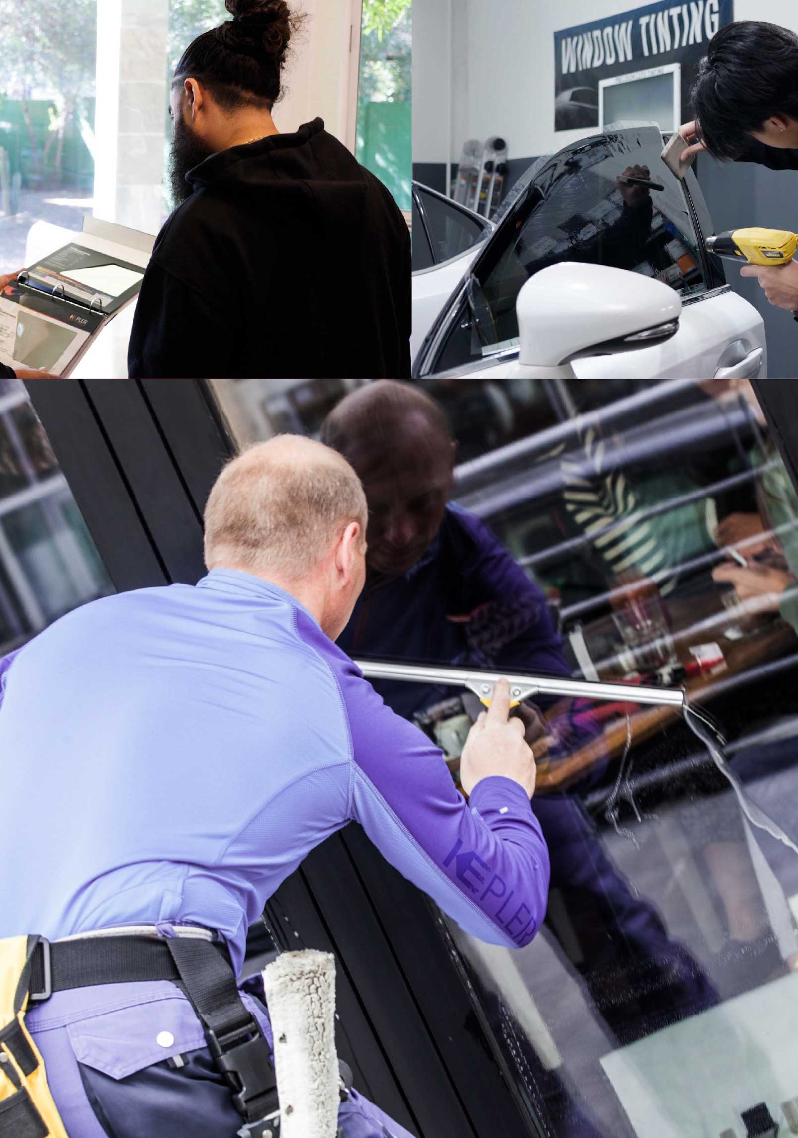 Kepler Professional Applying Anti-Graffiti Window Film to a Liberal Shop Front