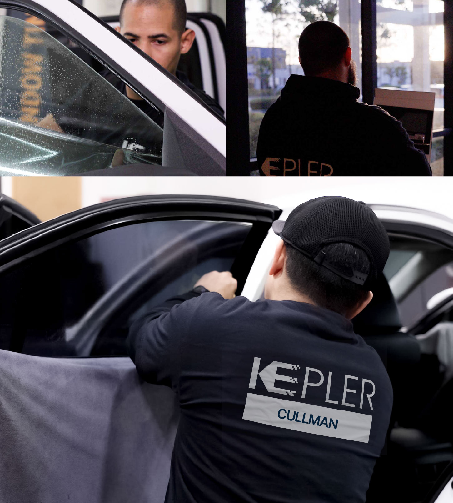Automotive Window Tinting Expert Applying Film in Cullman, Alabama