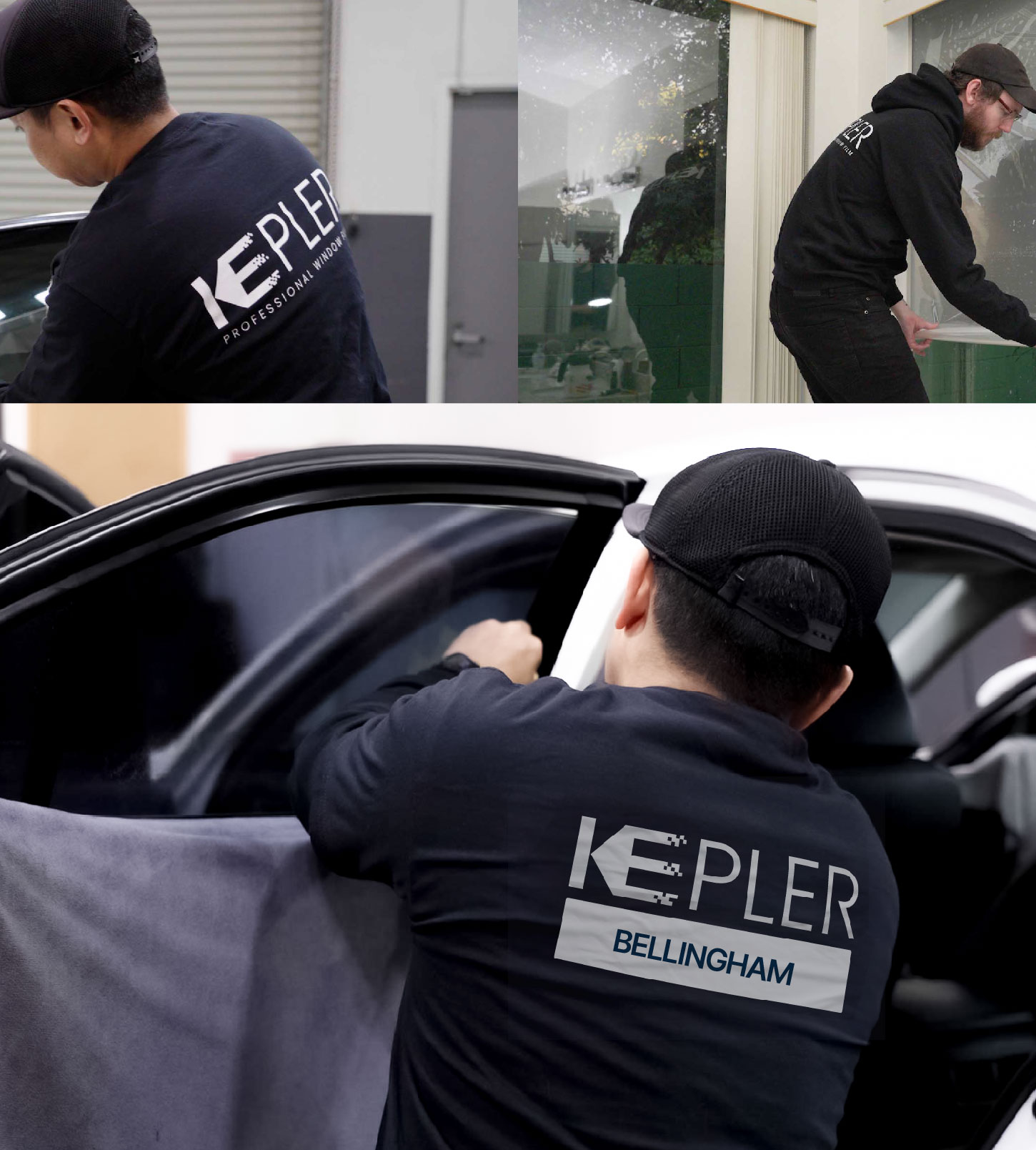 Automotive Window Tinting Expert Applying Film in Bellingham, Washington