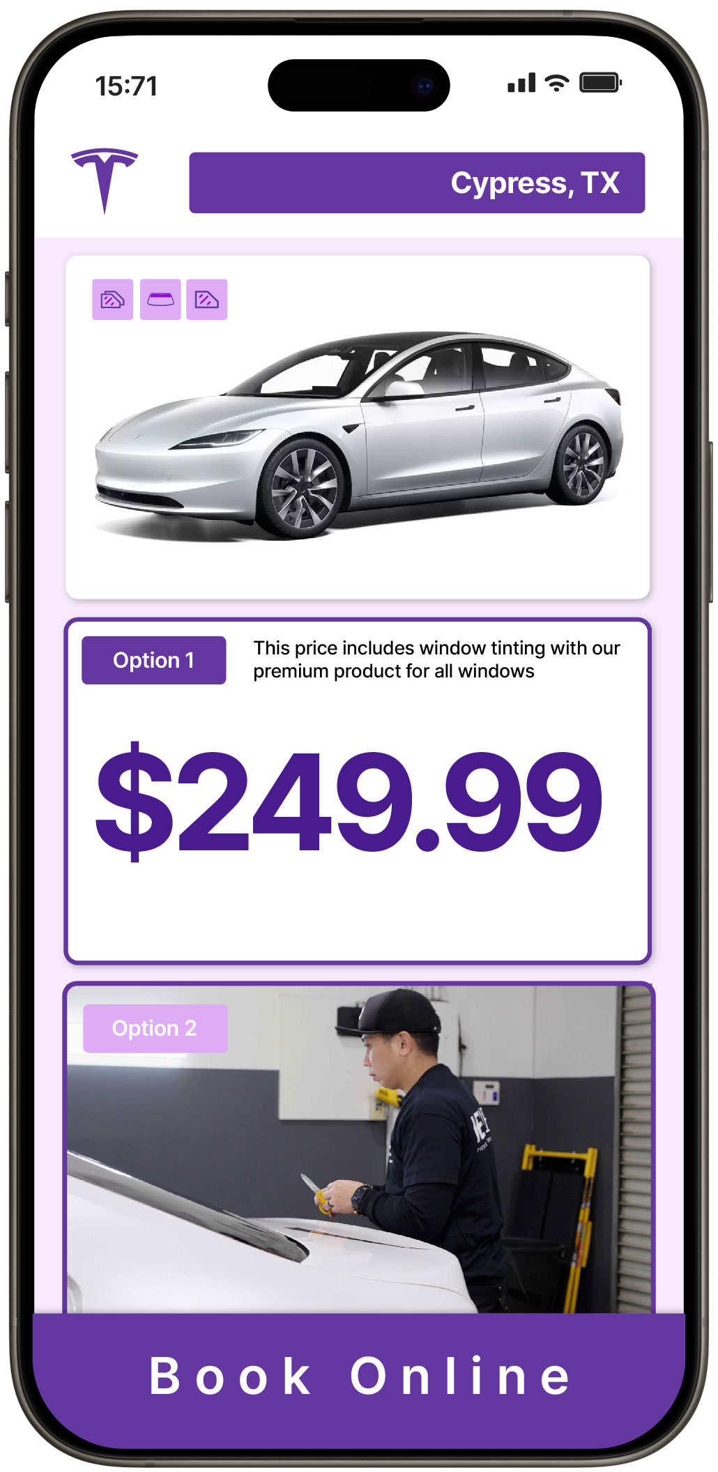 View Affordable Tesla Window Tinting Rates in Cypress, Texas