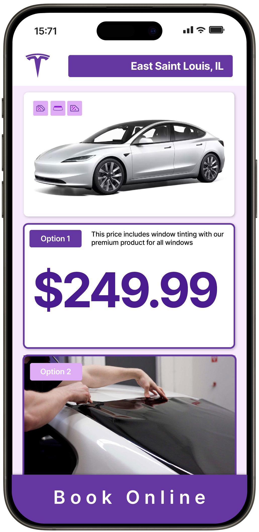 View Reasonable Tesla Window Tinting Rates in East Saint Louis, Illinois
