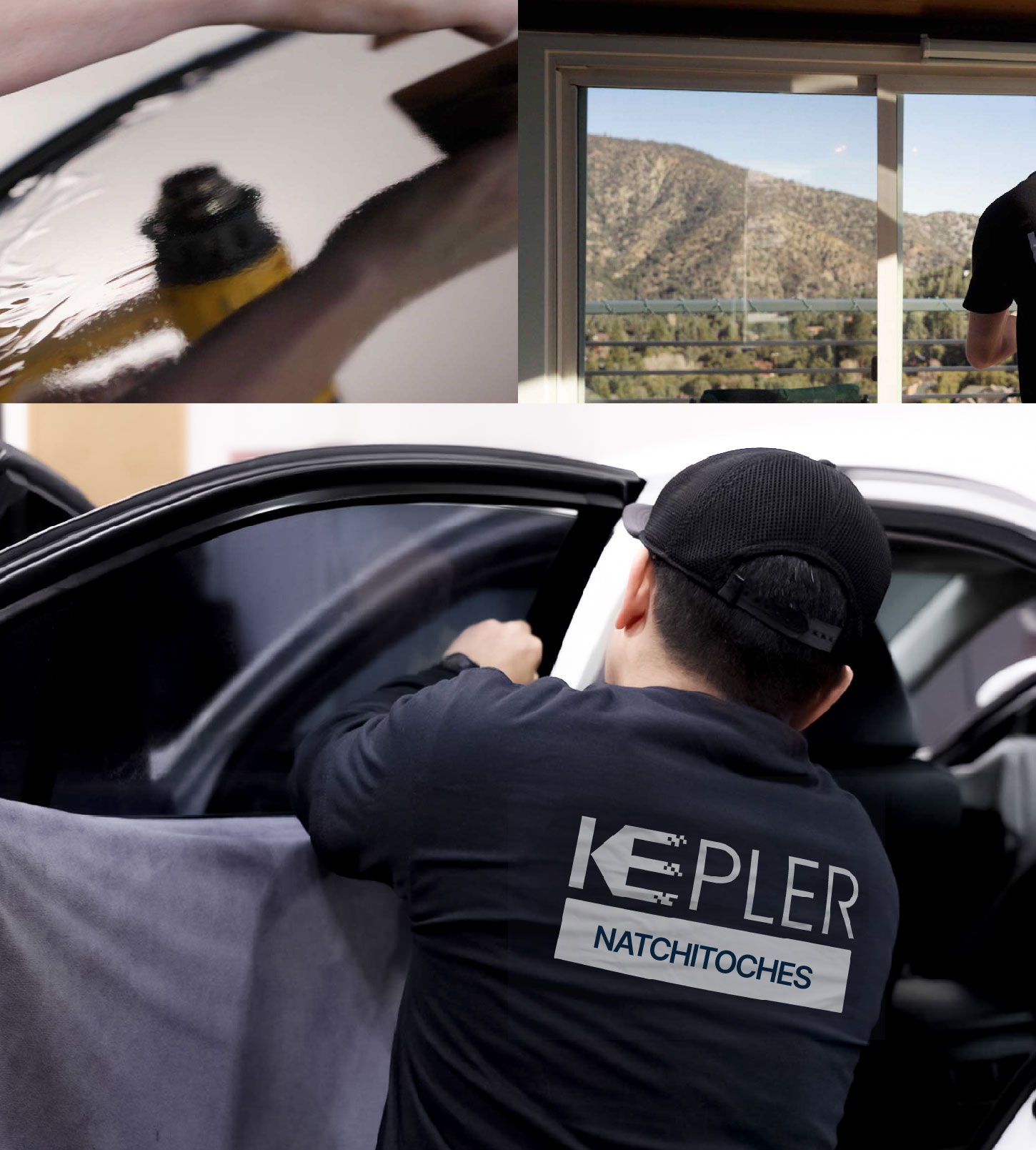 Automotive Window Tinting Expert Applying Film in Natchitoches, Louisiana