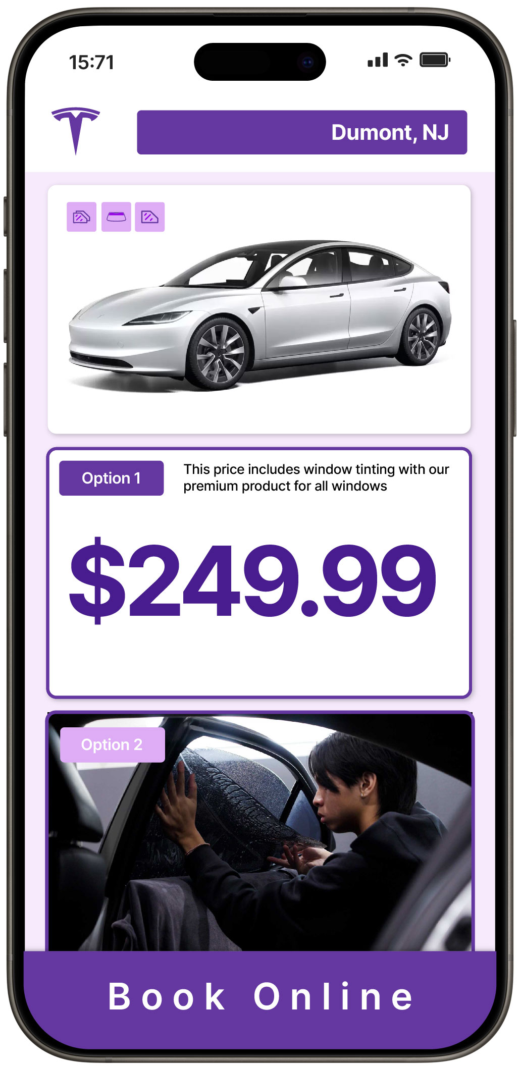 View Affordable Tesla Window Tinting Prices in Dumont, New Jersey