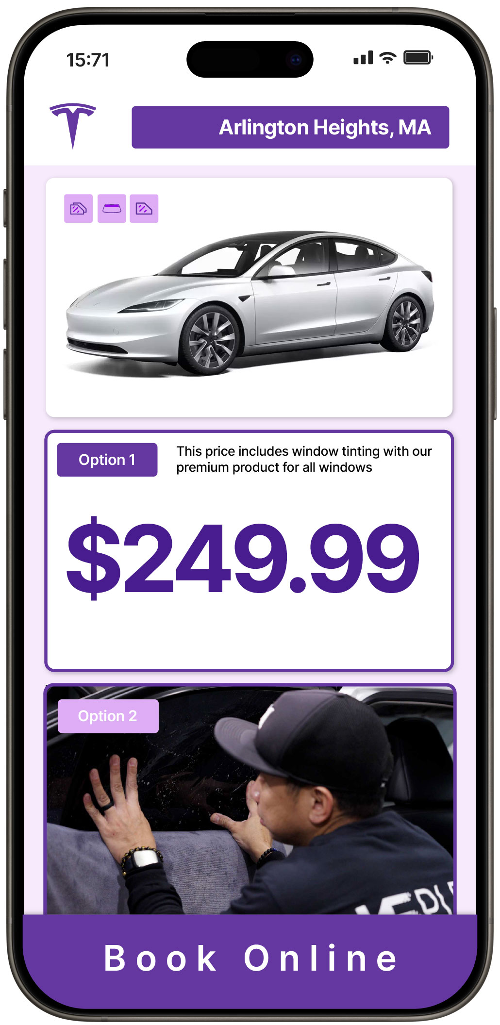 View Reasonable Tesla Window Tinting Prices in Arlington Heights, Massachusetts