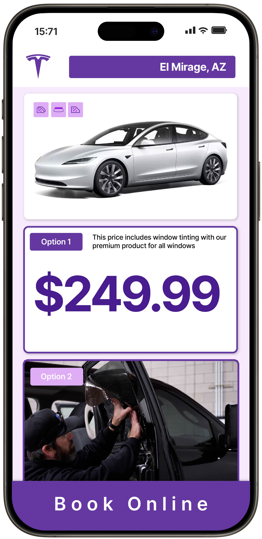 View Competitive Tesla Window Tinting Costs in El Mirage, Arizona