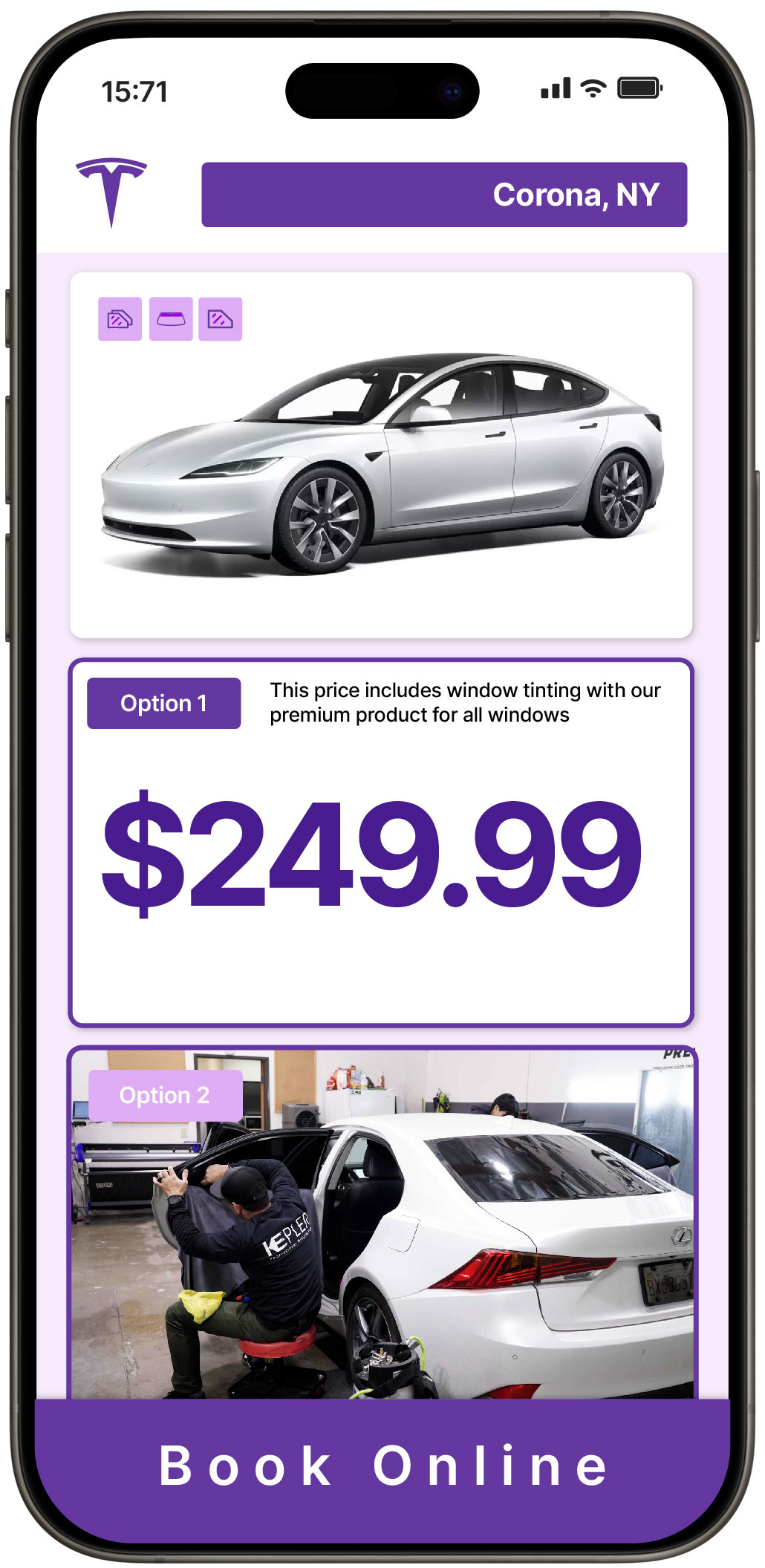 View Reasonable Tesla Window Tinting Costs in Corona, New York