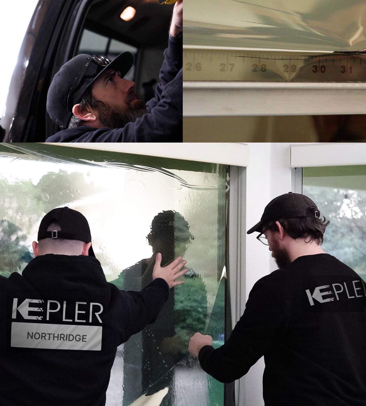 Kepler Technician Fitting Ceramic Window Tint to Home in Northridge
