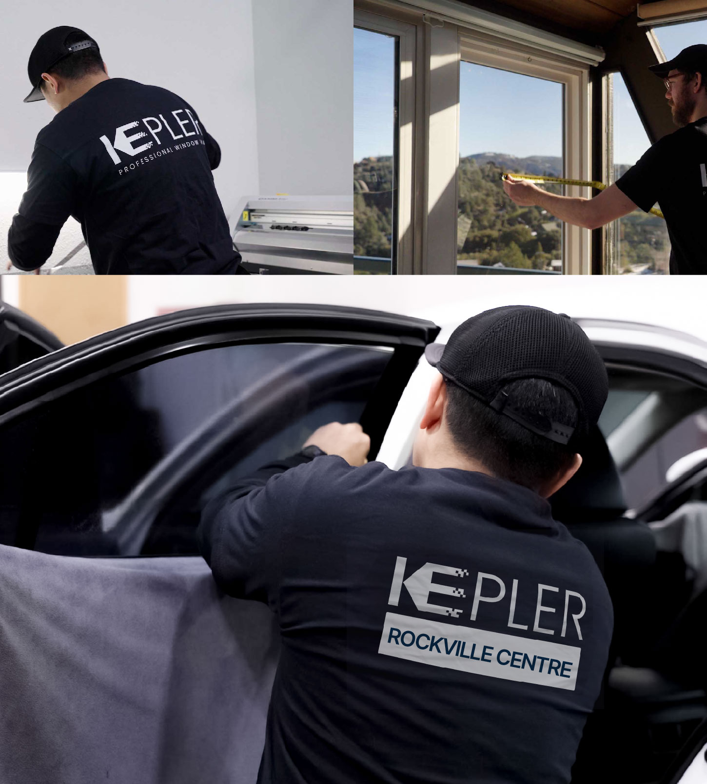 Automotive Window Tinting Expert Applying Film in Rockville Centre, New York