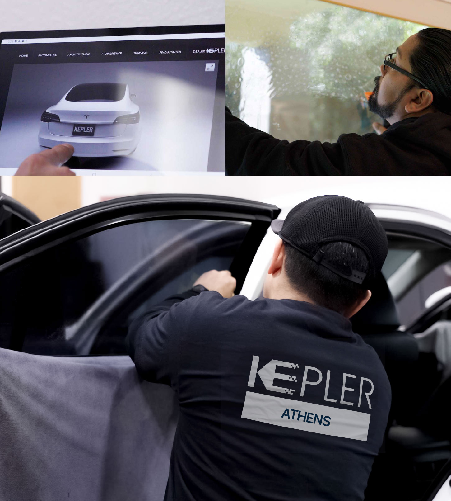 Automotive Window Tinting Expert Applying Film in Athens, Alabama