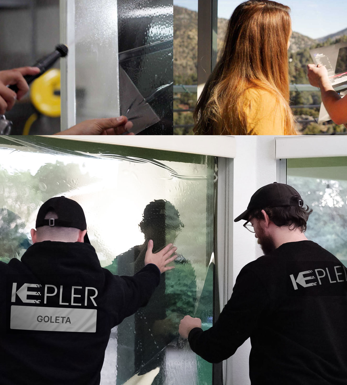 Expert Technician Fitting Advanced Window Tint to Home in Goleta