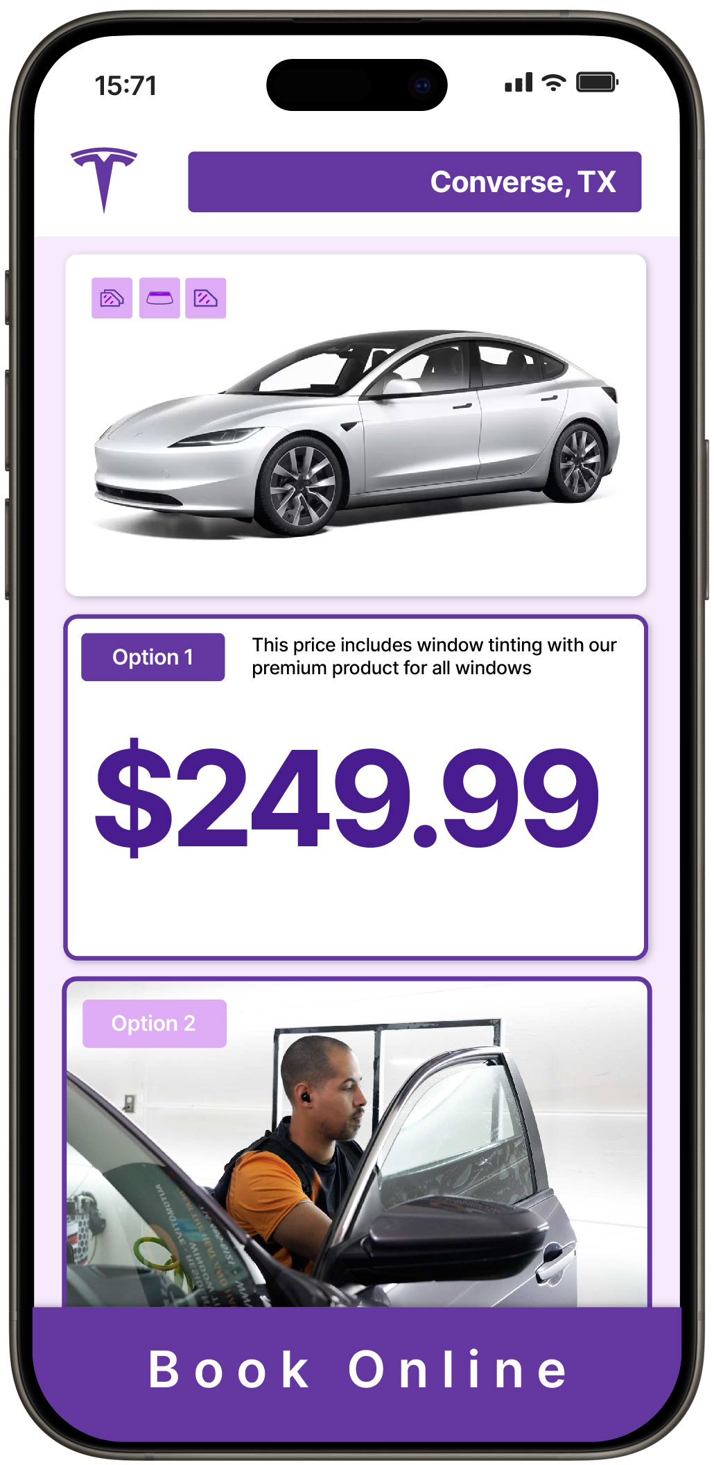 View Affordable Tesla Window Tinting Rates in Converse, Texas