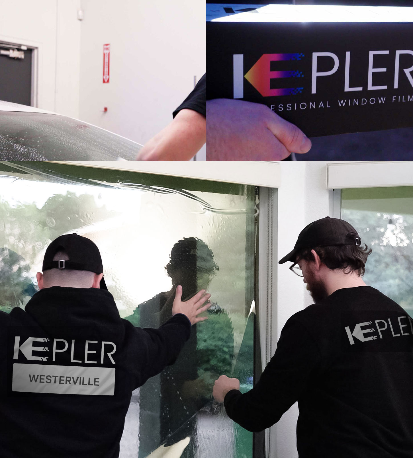 Kepler Technician Applying High-tech Window Tint to Home in Westerville