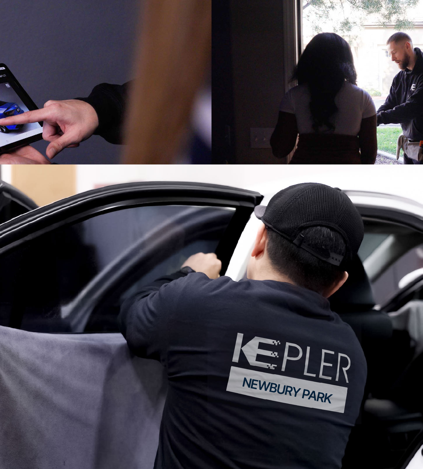 Automotive Window Tinting Expert Applying Film in Newbury Park, California