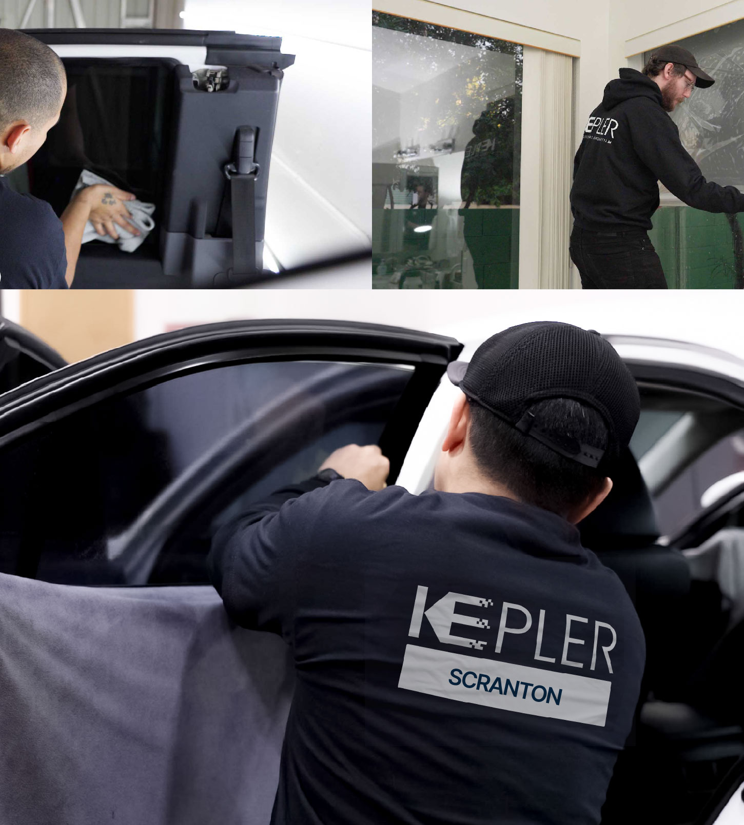 Automotive Window Tinting Expert Applying Film in Scranton, Pennsylvania